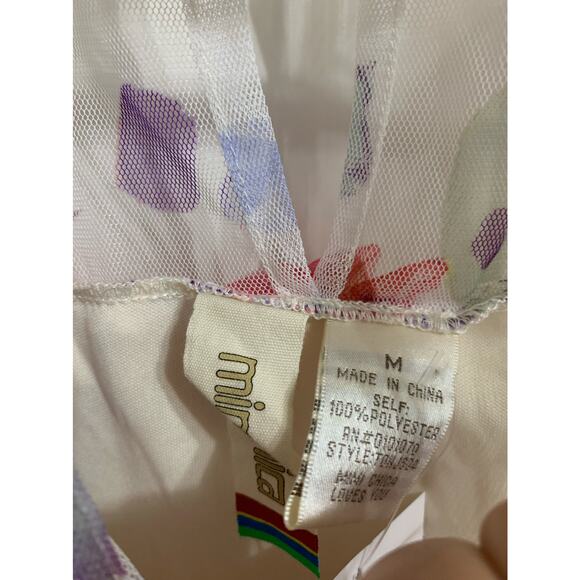 Mimi Chica floral white ruffle crop blouse‎ long sleeve size Medium NWOT - Picture 2 of 4